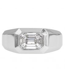 Gents Emerald Bezel Diamond Engagement Ring